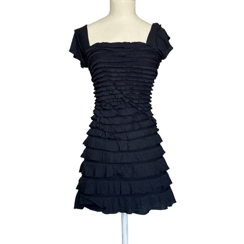 NWT M.S.S.P. Navy Ruffle Bodycon Mini Dress Size S Stretch